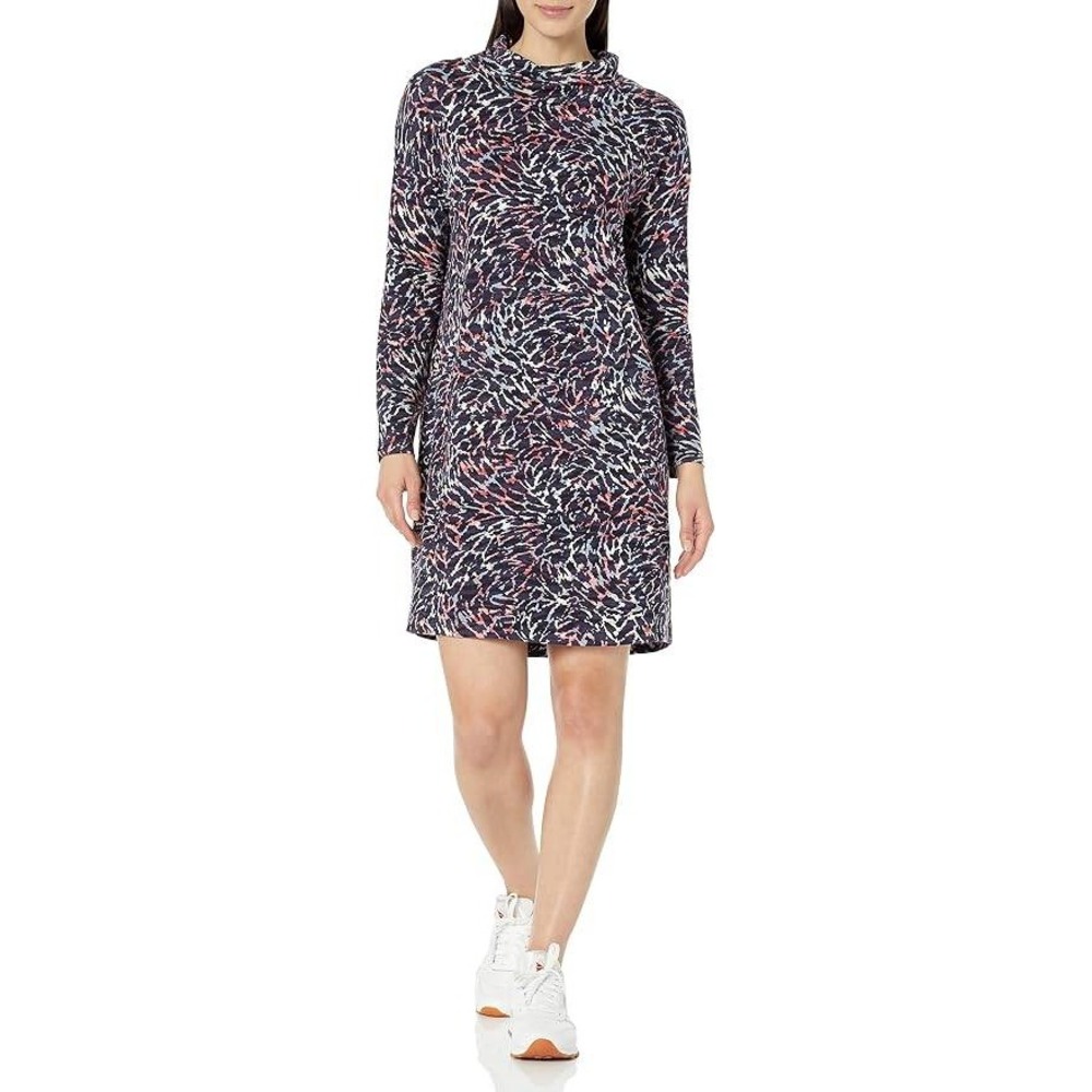 NIC+ZOE Multi Abstract Print Cowl Neck Tunic Dress M Boho Chic Casual Athleisure